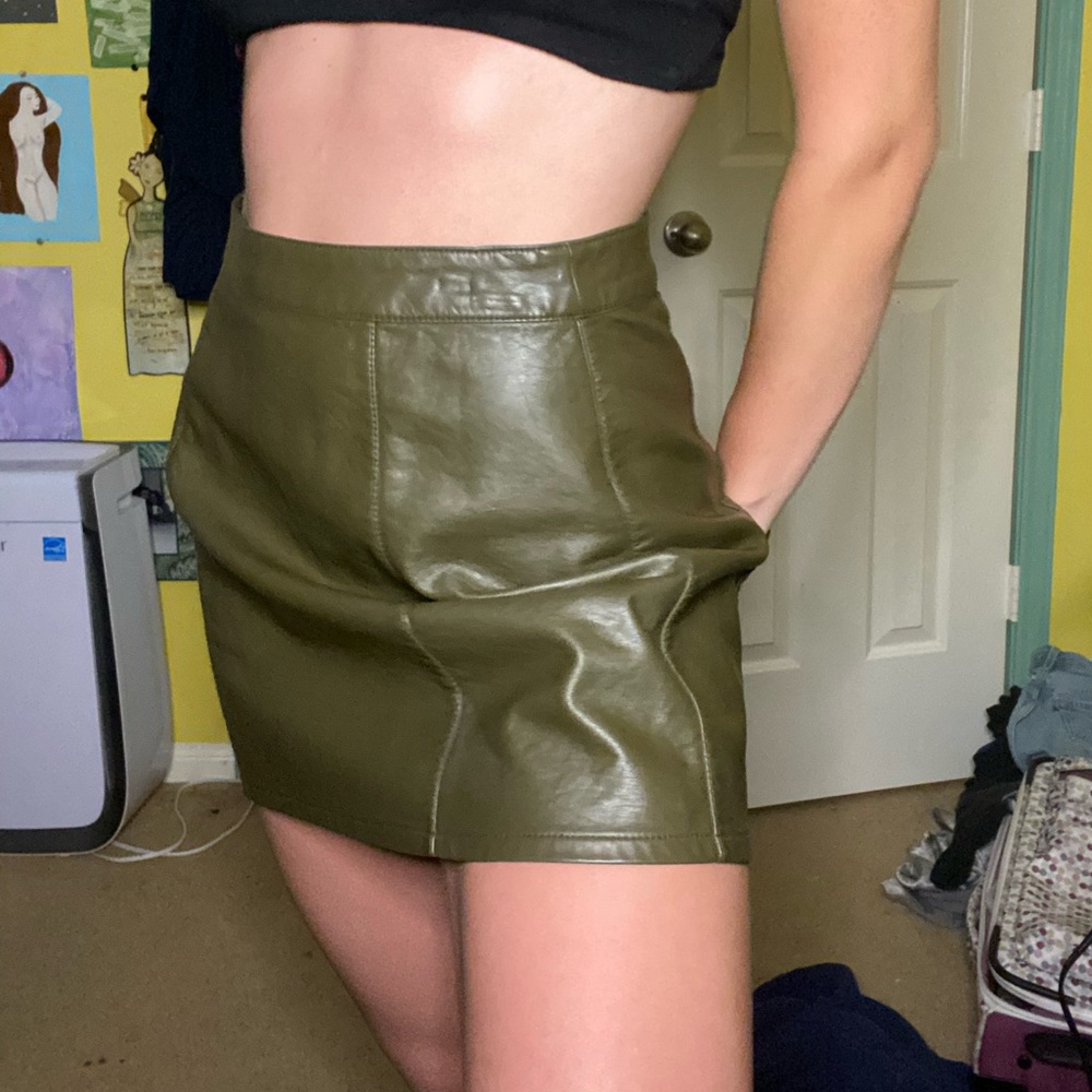 Green Leather Mini Skirt